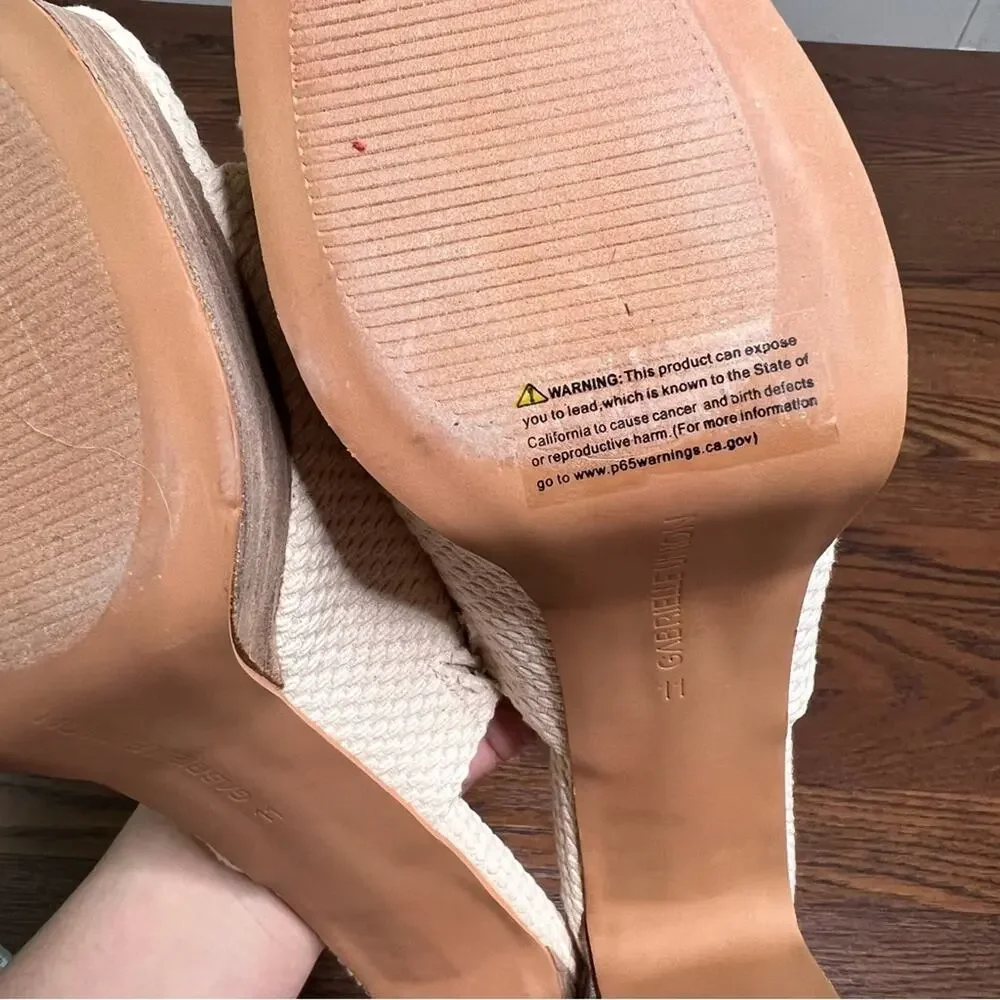 Gabrielle Union Imana 2 platform sandals in beige woven upper, open-toe size 11